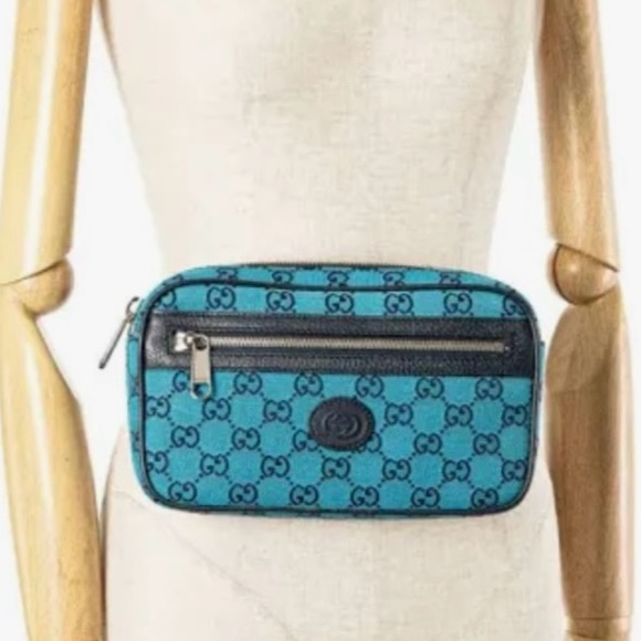 Gucci GG Navy Blue Canvas Beltbag - EUC - Picture 1 of 16